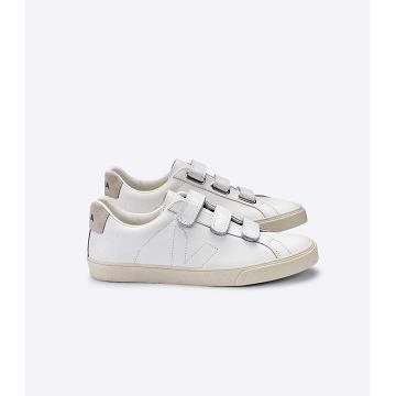 Women's Veja 3-LOCK LEATHER Sneakers White | SG 613BEX